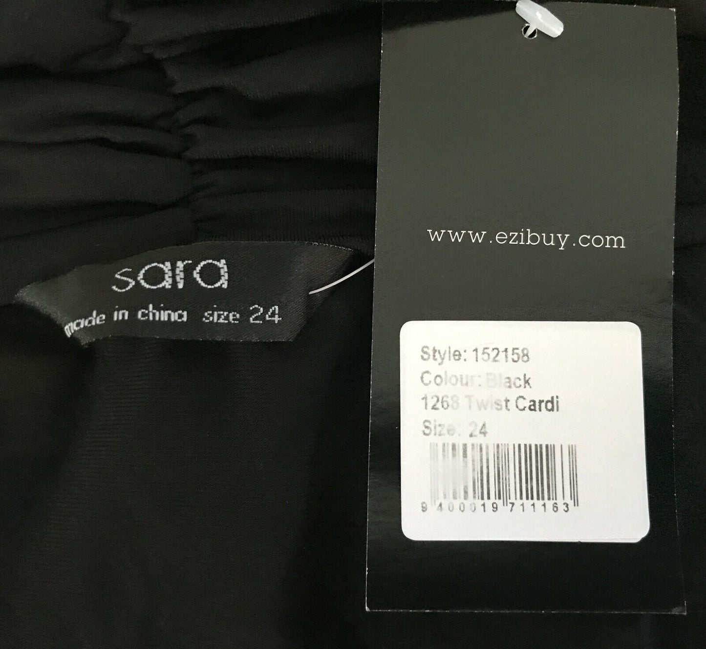 SARA Cardigan Black Drape Twist Front Long Sleeve Blouse Plus Cardi Size 24 New