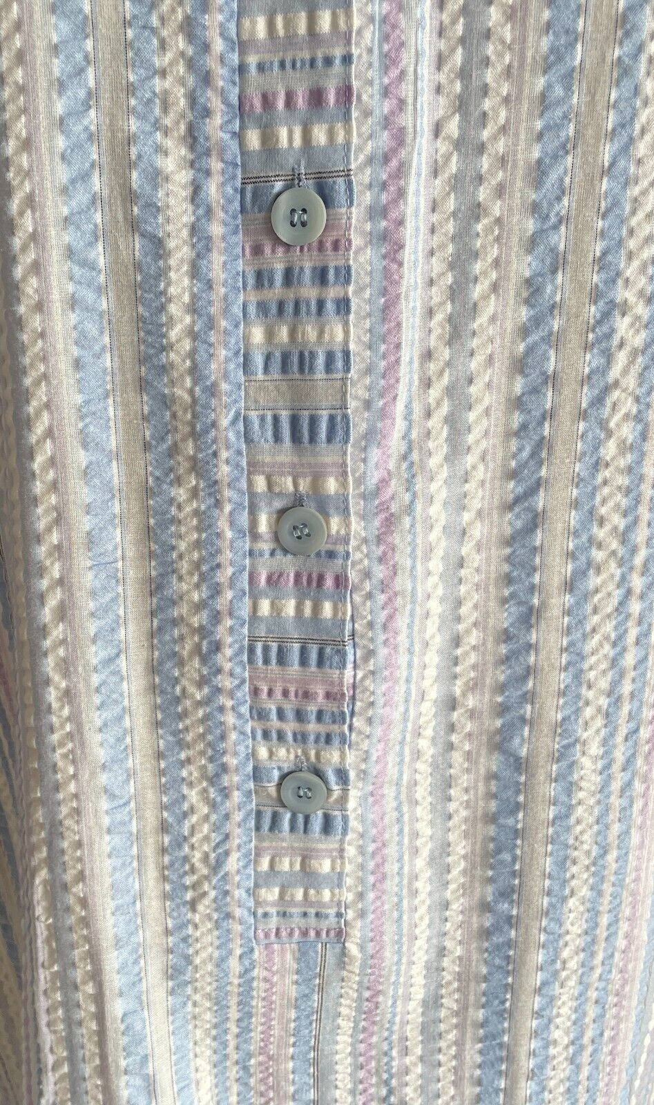 LYNDAL House Dress Pastel Stripe Seersucker S/Sleeve Collar Buttons Size 24 NEW