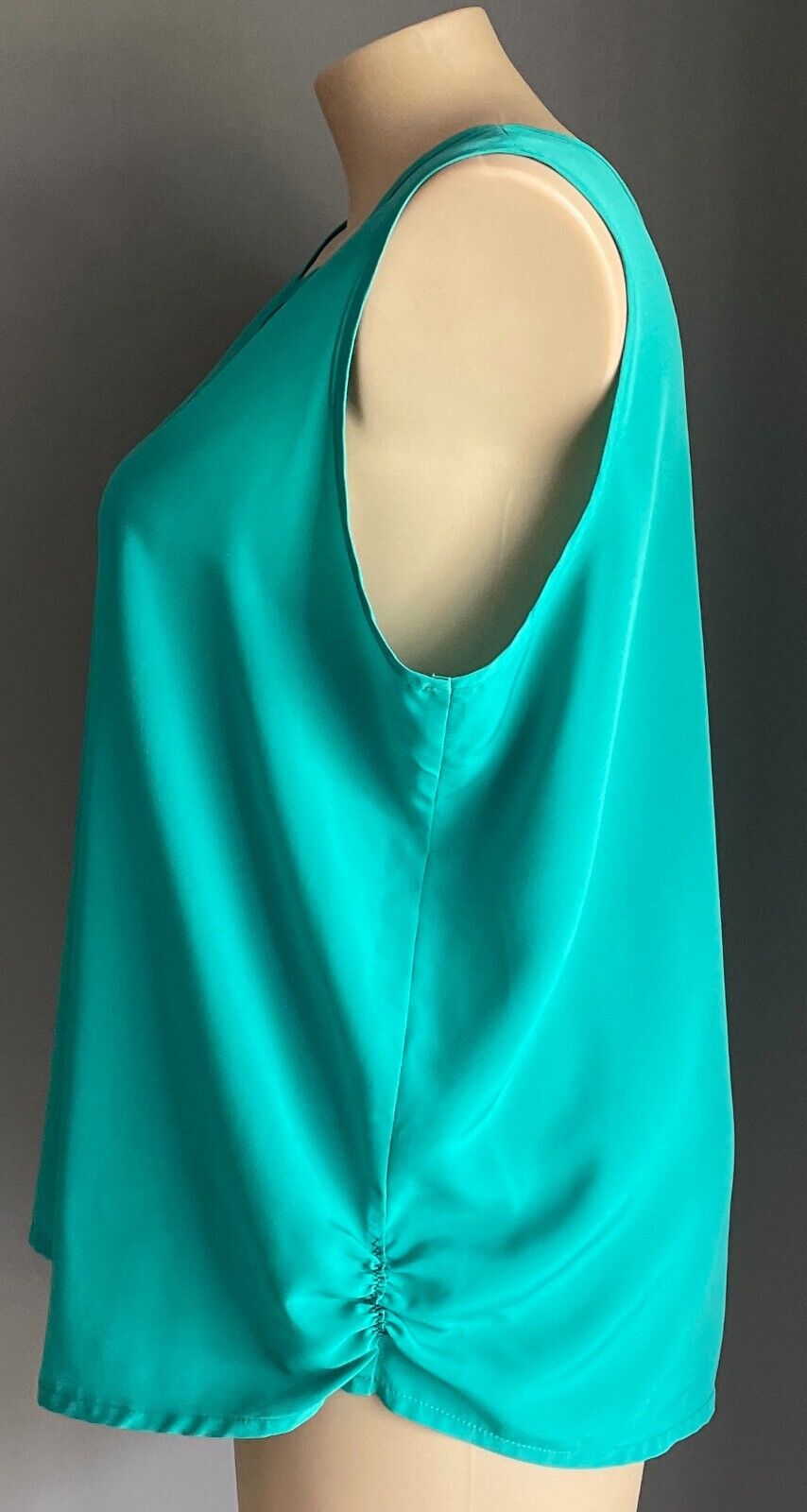 Cami Top Aqua Green Lace Trim Ruched Sides Plus Size 24 Camisole