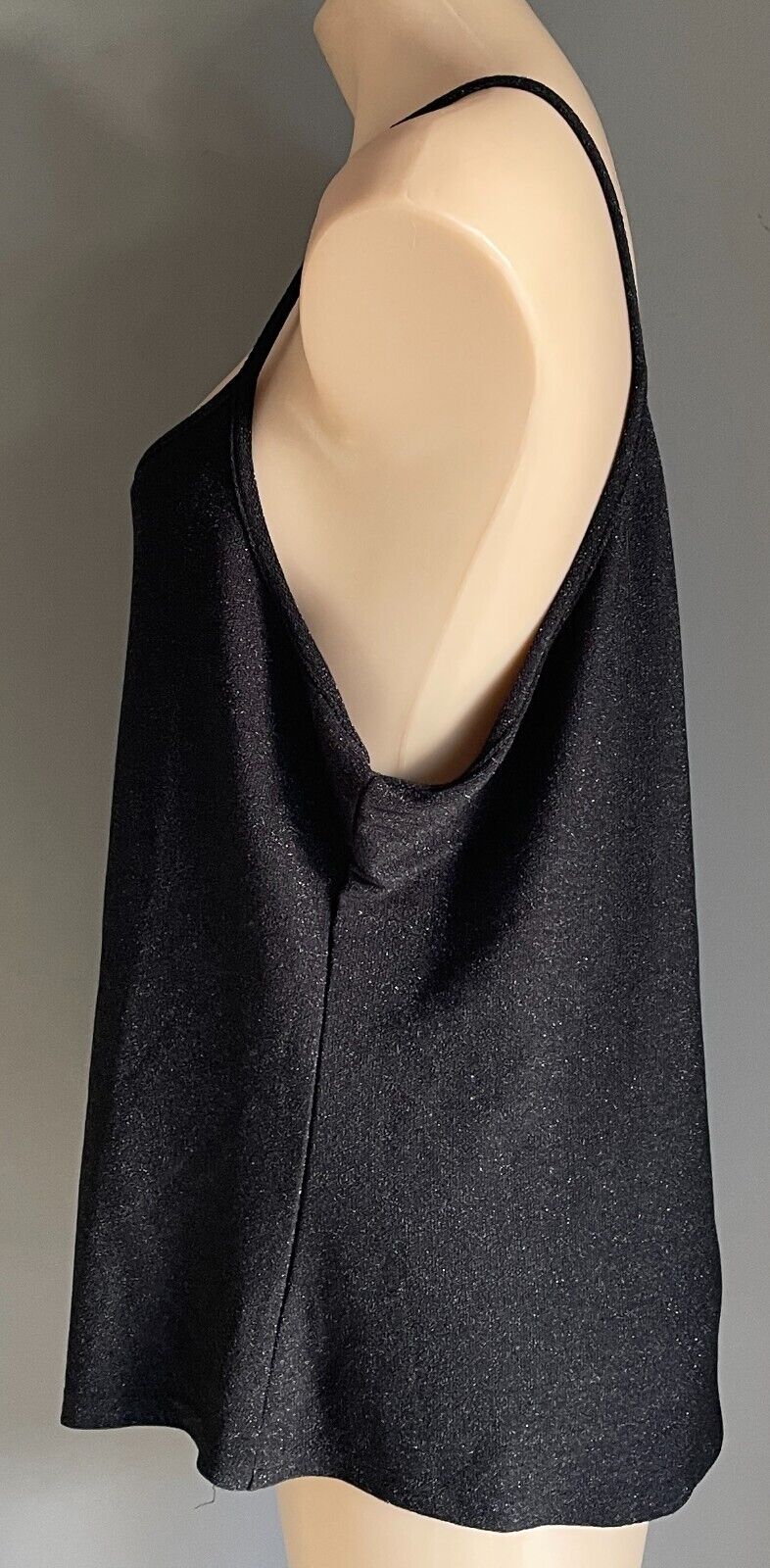 ANKO Cami Top Black & Silver Glitter Sleeveless Stretch Size 20 Camisole NEW