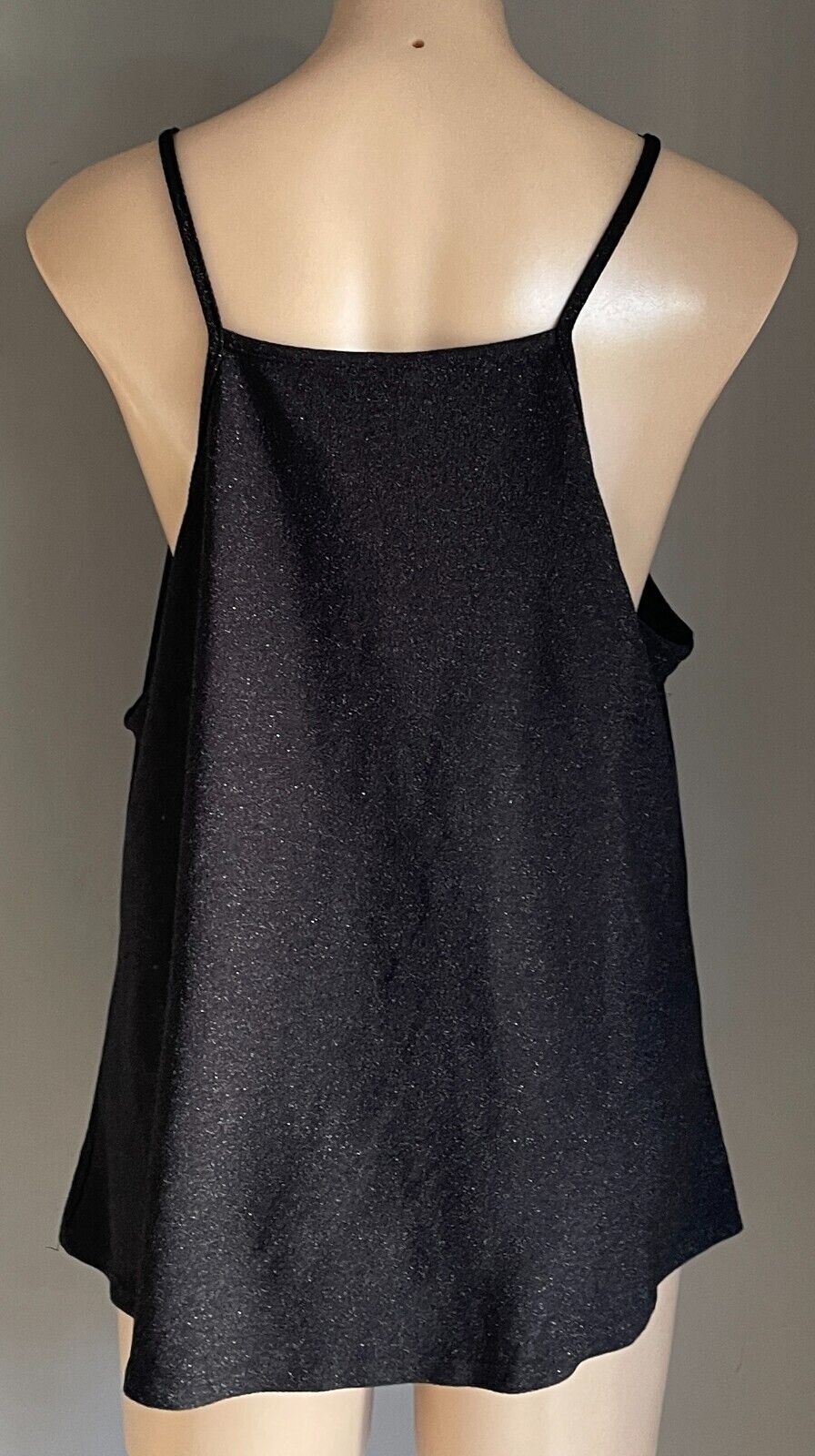 ANKO Cami Top Black & Silver Glitter Sleeveless Stretch Size 20 Camisole NEW