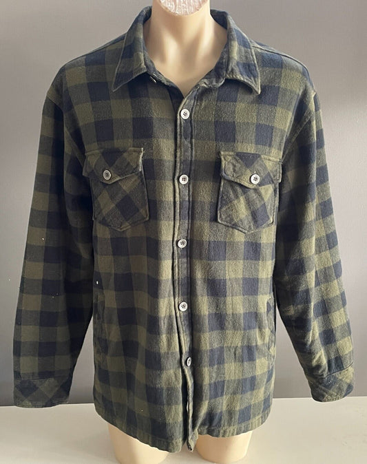 SOUL SURF Shacket Khaki Black Check Padded Overshirt Mens Size XL Padded Pockets
