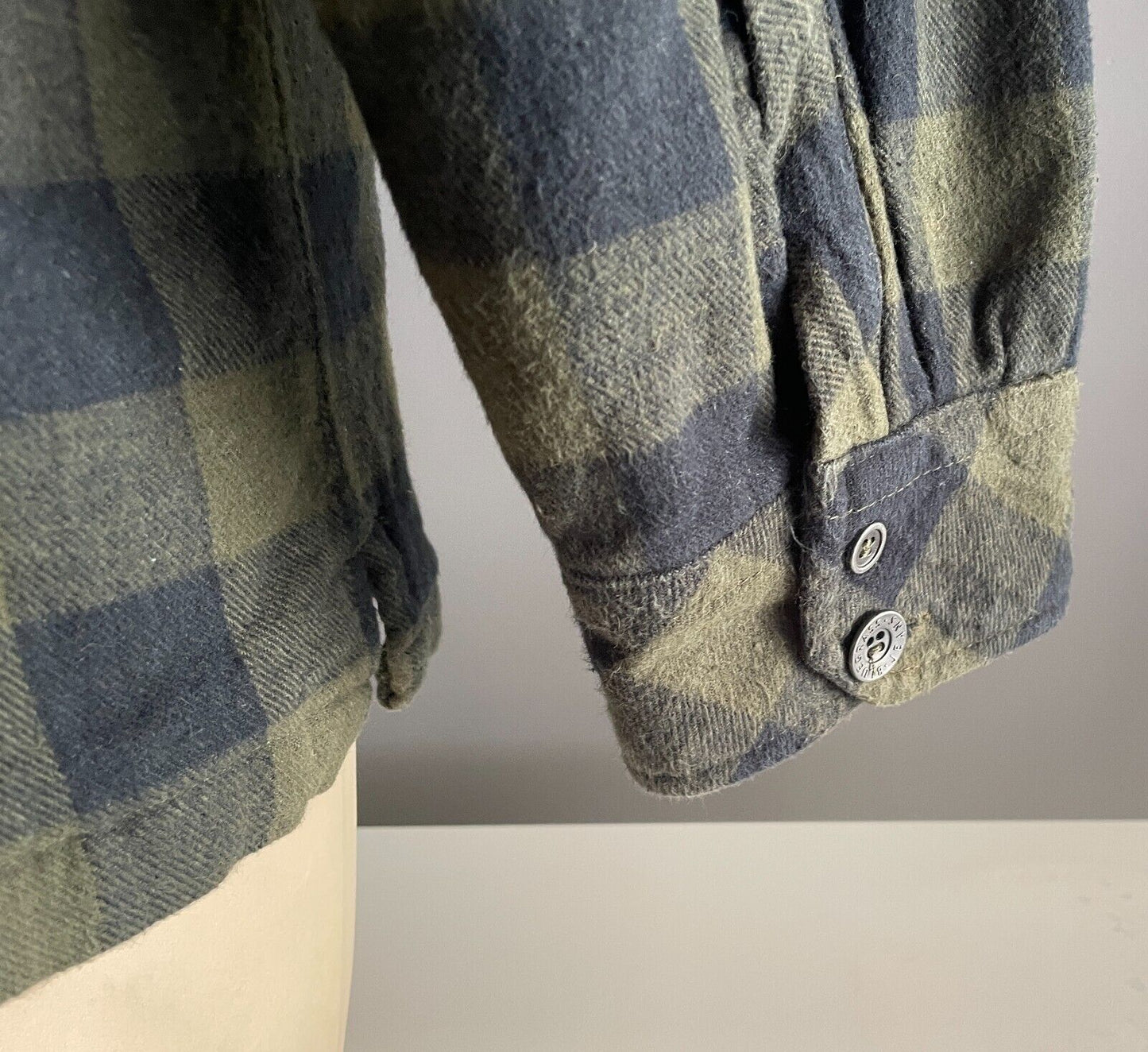 SOUL SURF Shacket Khaki Black Check Padded Overshirt Mens Size XL Padded Pockets