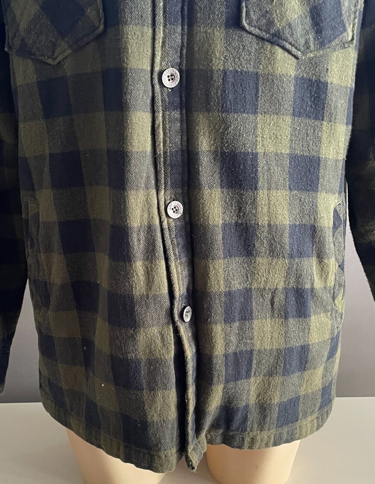 SOUL SURF Shacket Khaki Black Check Padded Overshirt Mens Size XL Padded Pockets