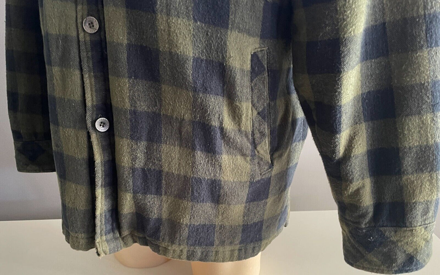 SOUL SURF Shacket Khaki Black Check Padded Overshirt Mens Size XL Padded Pockets