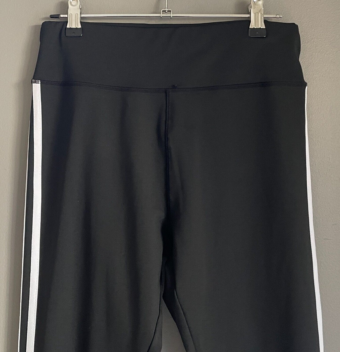 SHEIN Leggings Black & White Double Stripe Trim Size L Full Length Stretch