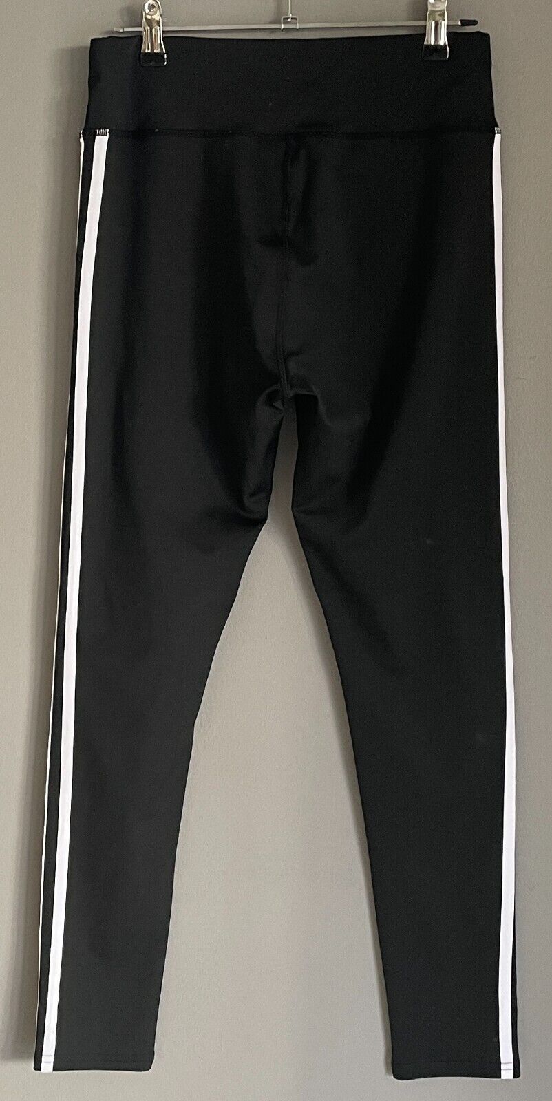SHEIN Leggings Black & White Double Stripe Trim Size L Full Length Stretch
