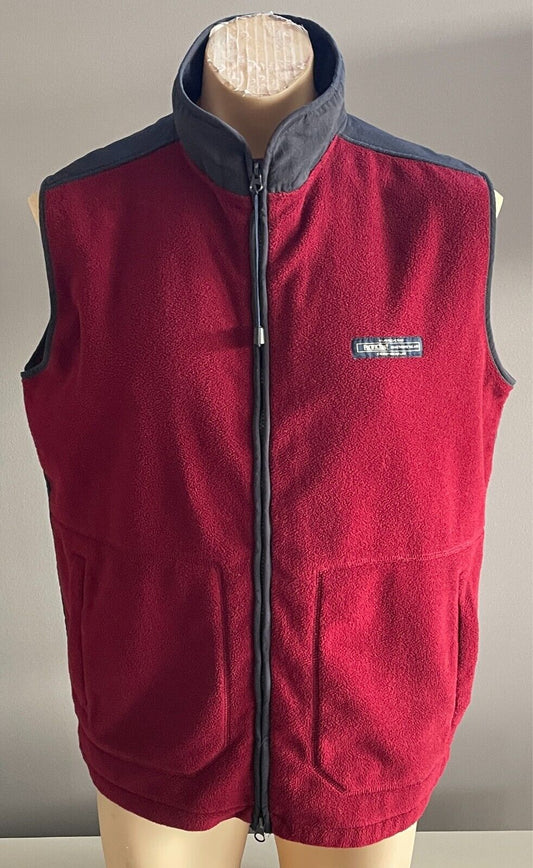 PACIFIC TRAIL Gilet Vest Sleeveless Size L Zip Burgundy Polar Fleece Navy Nylon