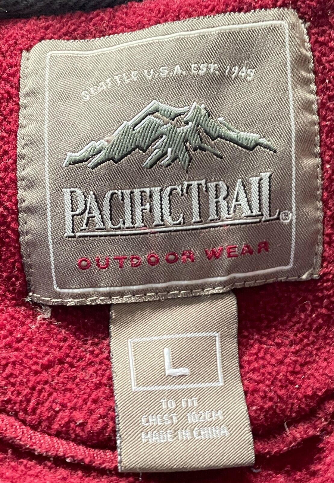 PACIFIC TRAIL Gilet Vest Sleeveless Size L Zip Burgundy Polar Fleece Navy Nylon