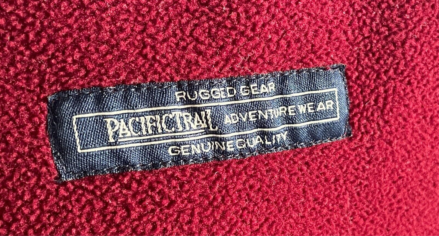 PACIFIC TRAIL Gilet Vest Sleeveless Size L Zip Burgundy Polar Fleece Navy Nylon