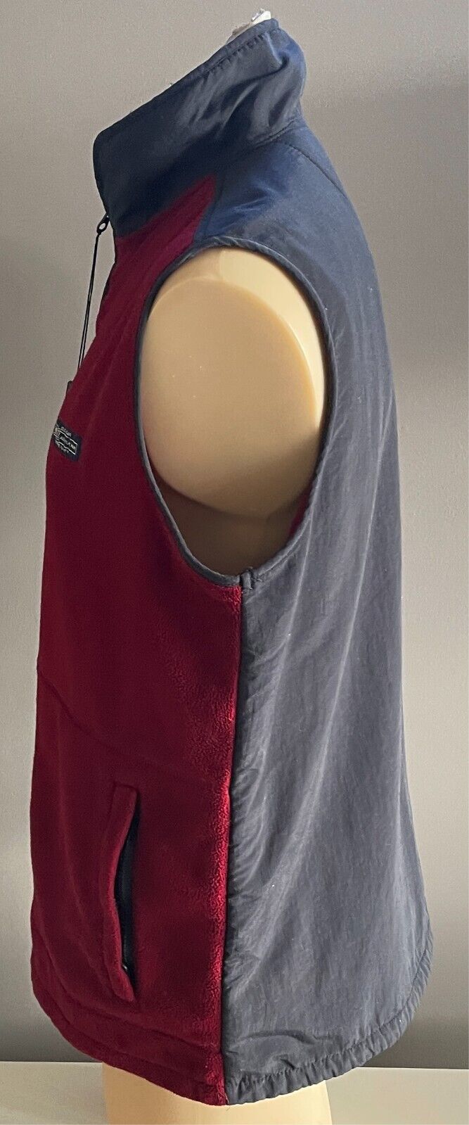 PACIFIC TRAIL Gilet Vest Sleeveless Size L Zip Burgundy Polar Fleece Navy Nylon