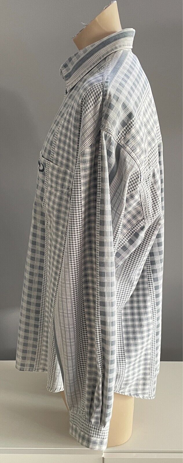 JAG Shirt Grey Wash and White Check Mens Size XXL Long Sleeves Vintage