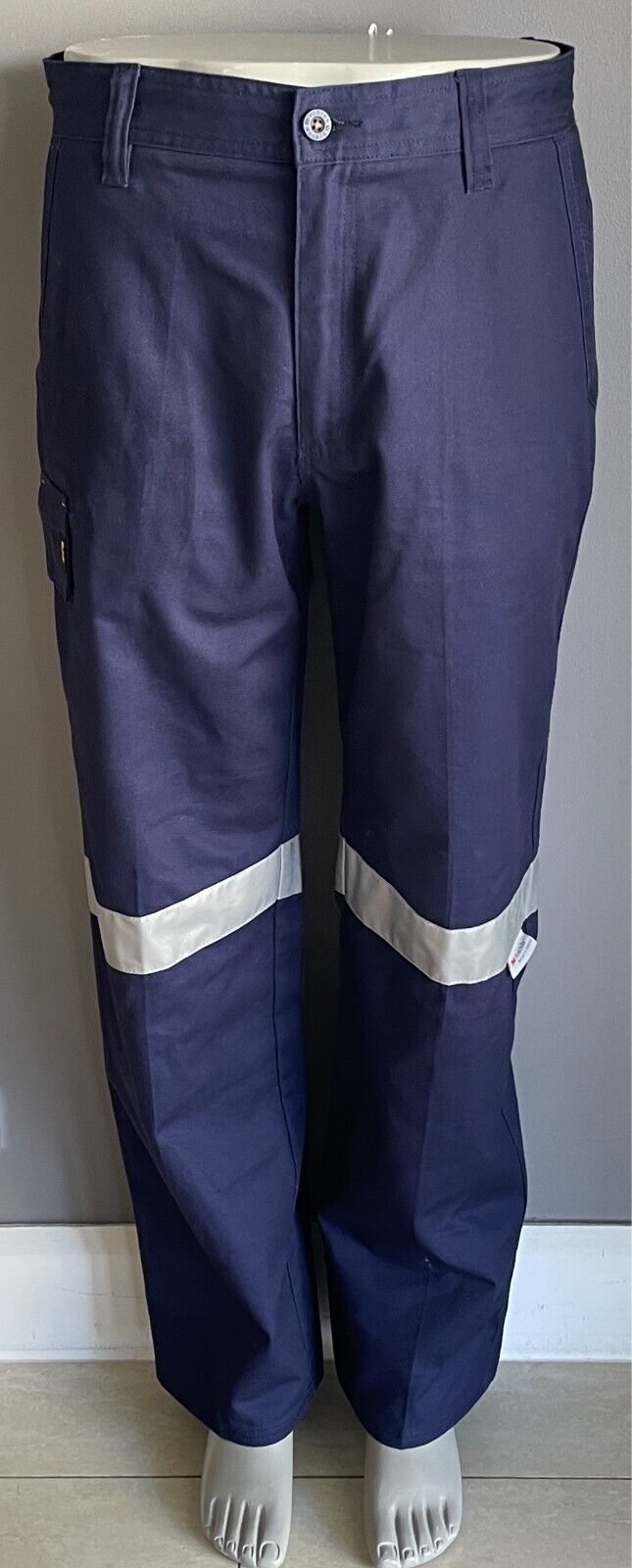 Mens ELEVEN Workwear Cotton Drill Work Taped Pant Size 92R 36 Blue Multi Pockets