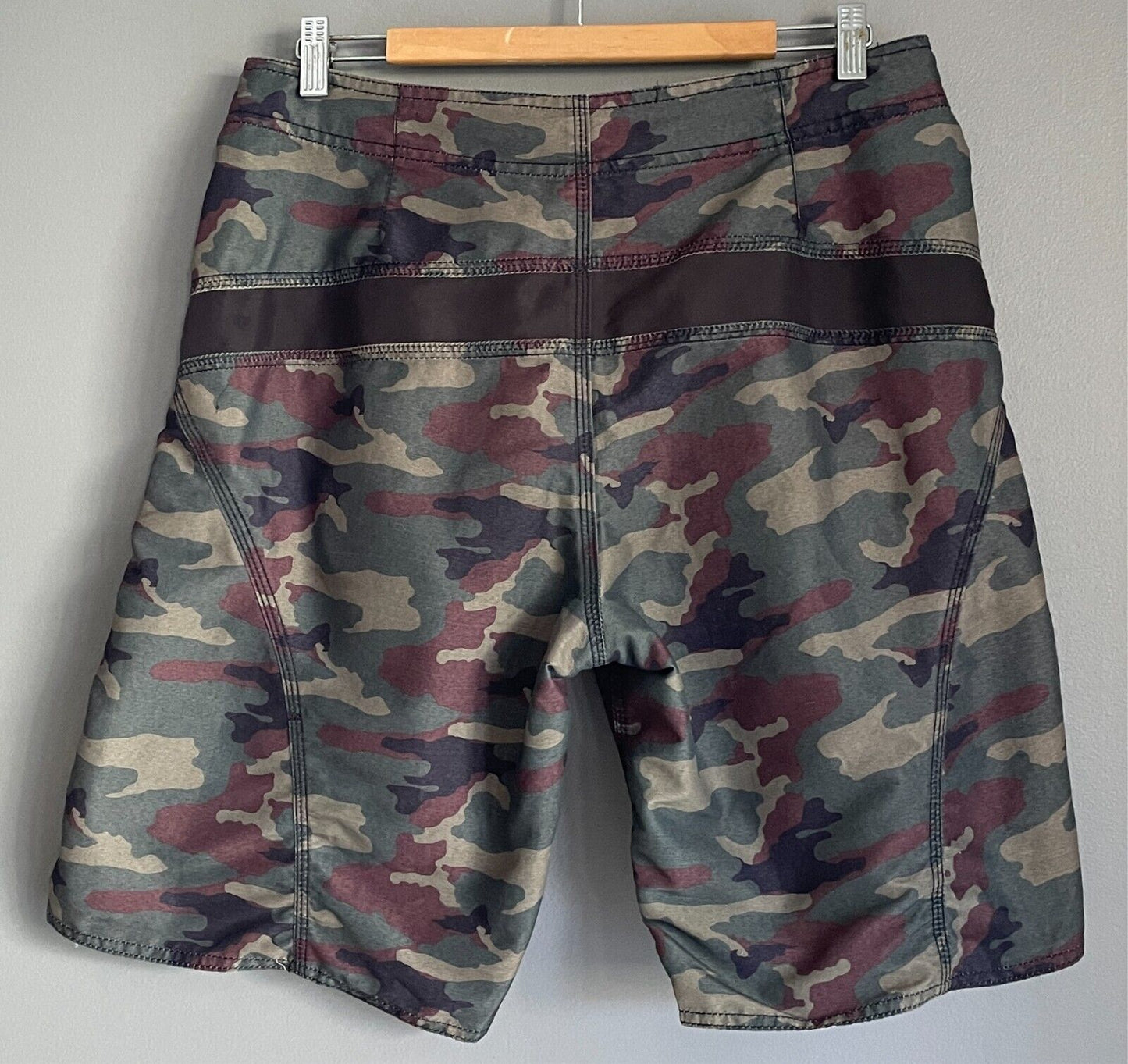 Board Shorts EASY STREET Brown Khaki Black Camo Print Size 32 82cm Waist