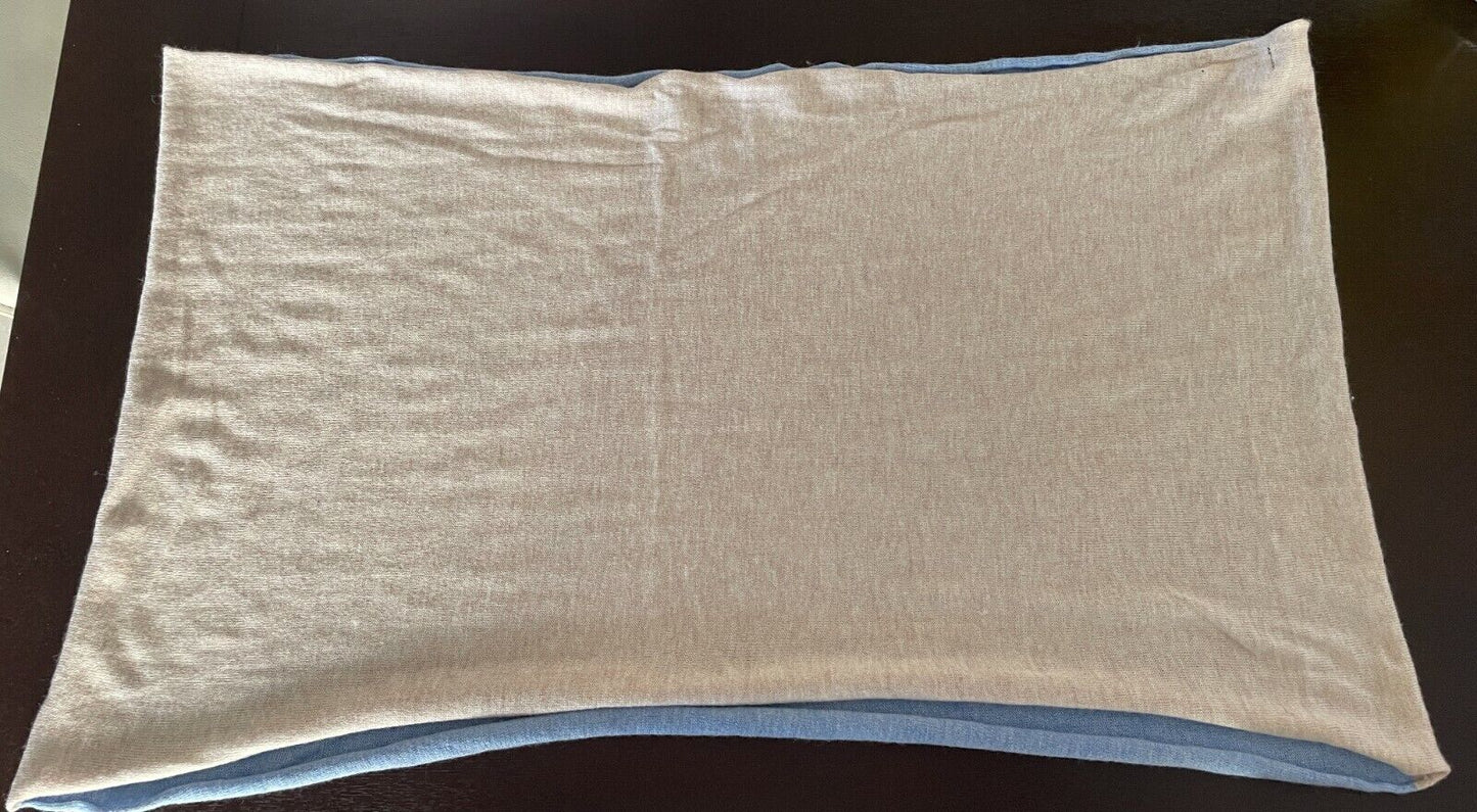 MAGGIE T Infinity Scarf Light Blue Beige Fine Knit Knit Snood Neck Wrap Ladies