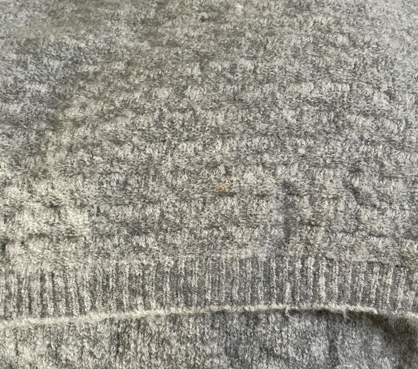 SCARF Ladies Wool Knit Large Grey Decorative Stitch Wrap - Super Warm & Cosy