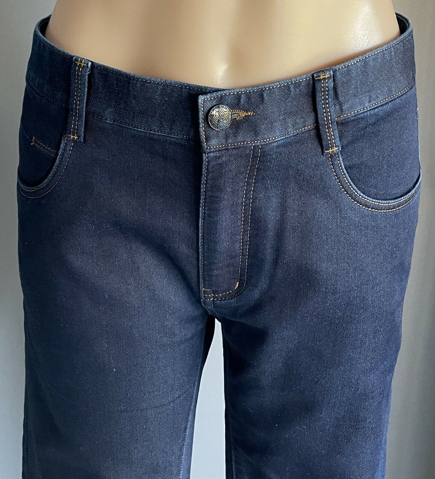 SE7EN Blue Denim Jeans Black Label Straight Leg Ladies Sz 33  AU 14 Seven 7 NEW