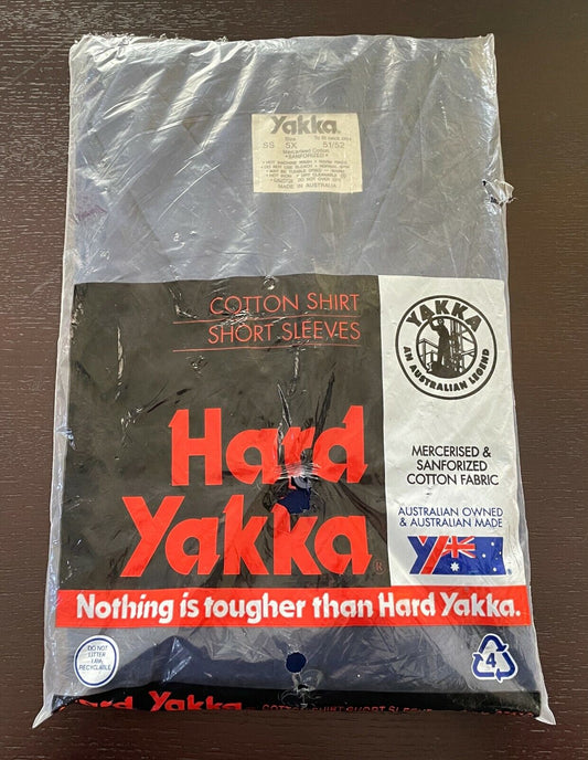 HARD YAKKA Work Shirt Button Up Navy Blue Short Sleeve Cotton Tradie Size 5X NEW