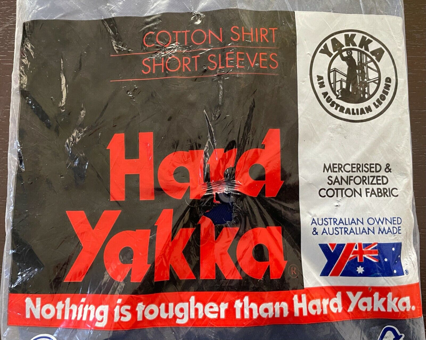 HARD YAKKA Work Shirt Button Up Navy Blue Short Sleeve Cotton Tradie Size 5X NEW