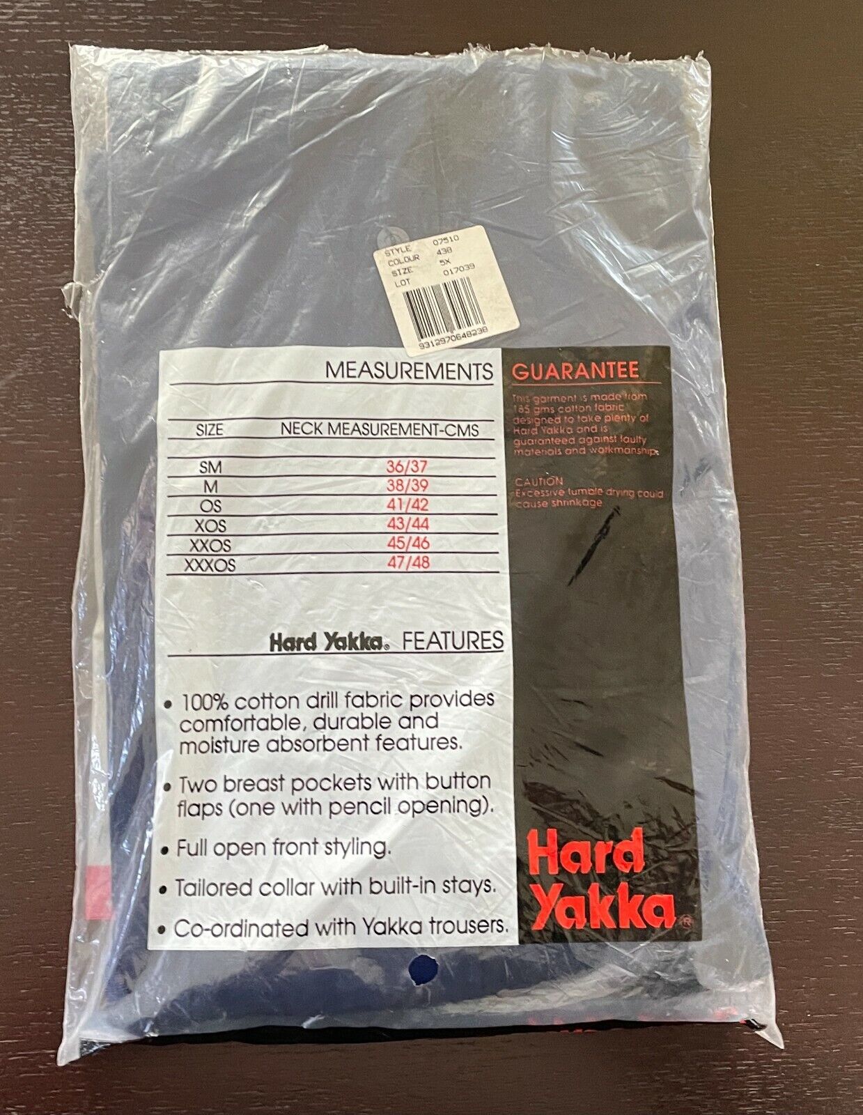 HARD YAKKA Work Shirt Button Up Navy Blue Short Sleeve Cotton Tradie Size 5X NEW
