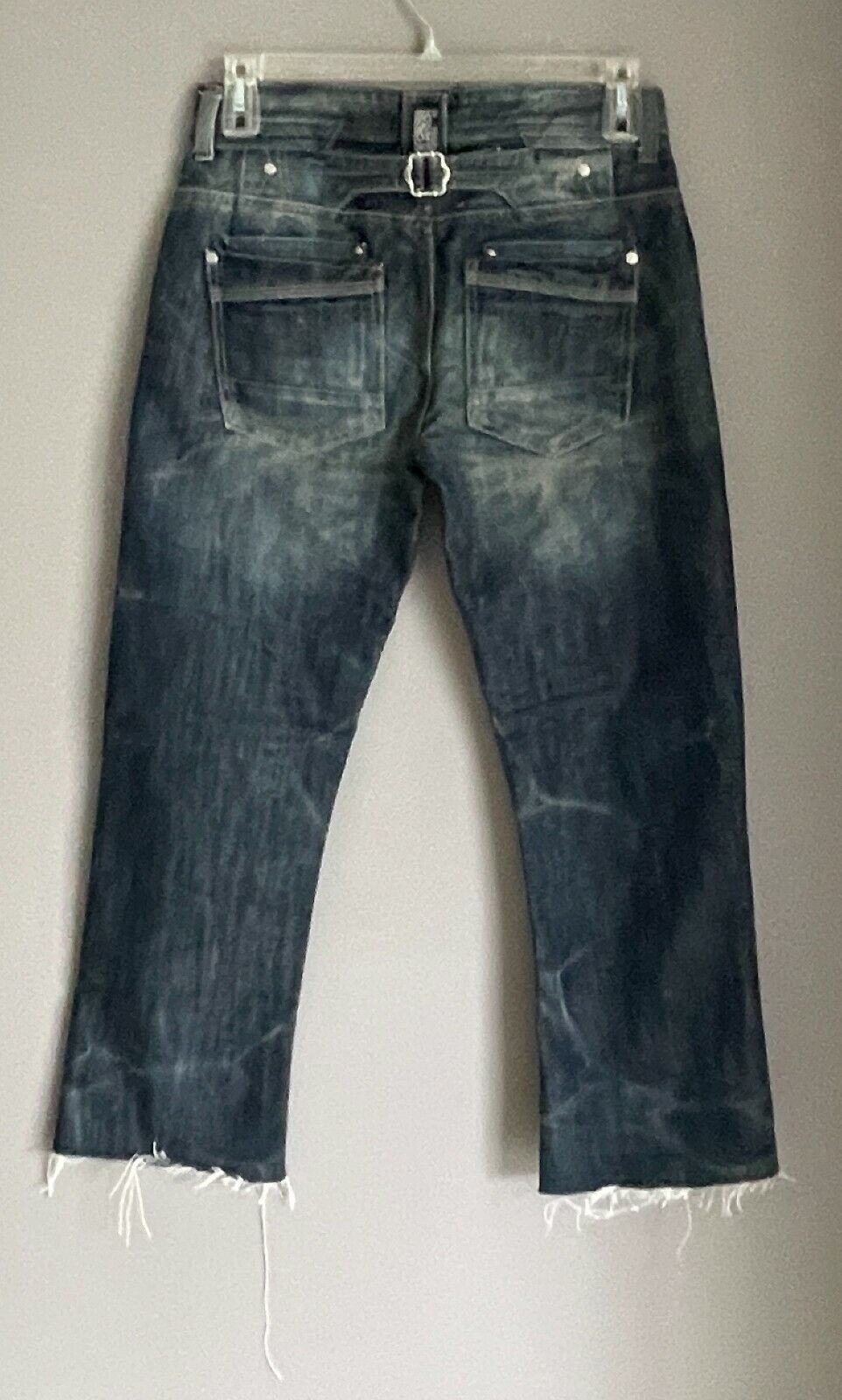 Mens CROSSHATCH Hornet Jeans Straight Leg Dark Denim Wash Fray Hem Sz 30 W 80cm