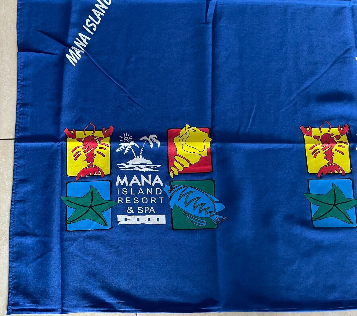 MANA ISLAND FIJI SARONG SULU Resort Blue Print Souvenir Wrap Skirt SARONG NEW