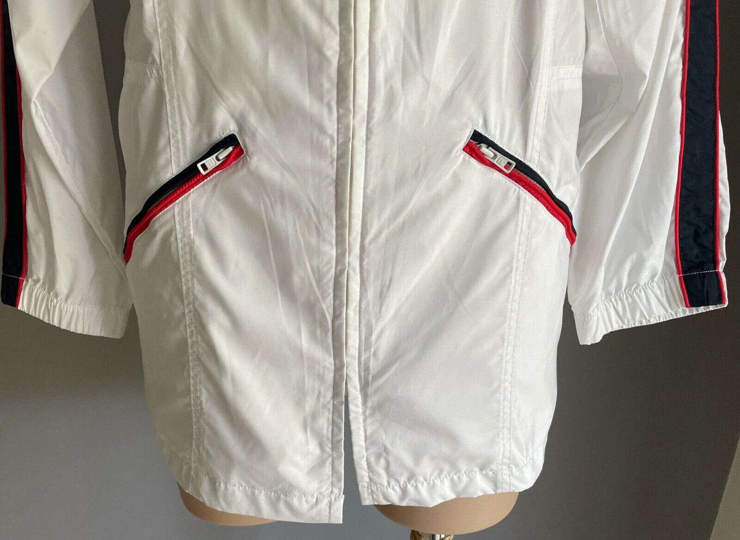 FILA Jacket Club Heritage Zip Front White WindCheater Ladies Size 40 AU 10 NEW
