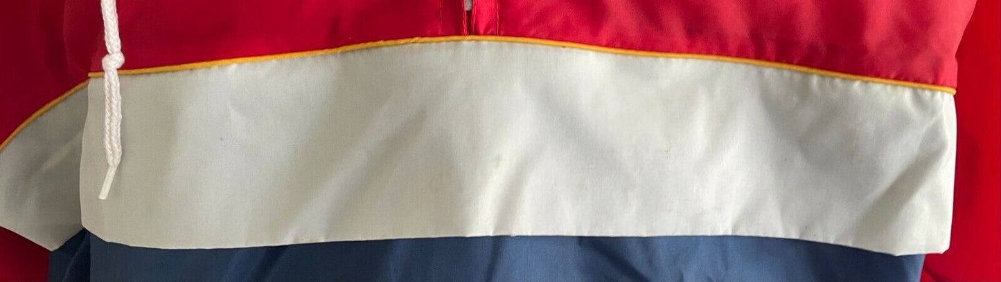 FOURBROS Outdoor Jacket Red White Blue Light Wind Cheater XL 132cm NOS Vintage