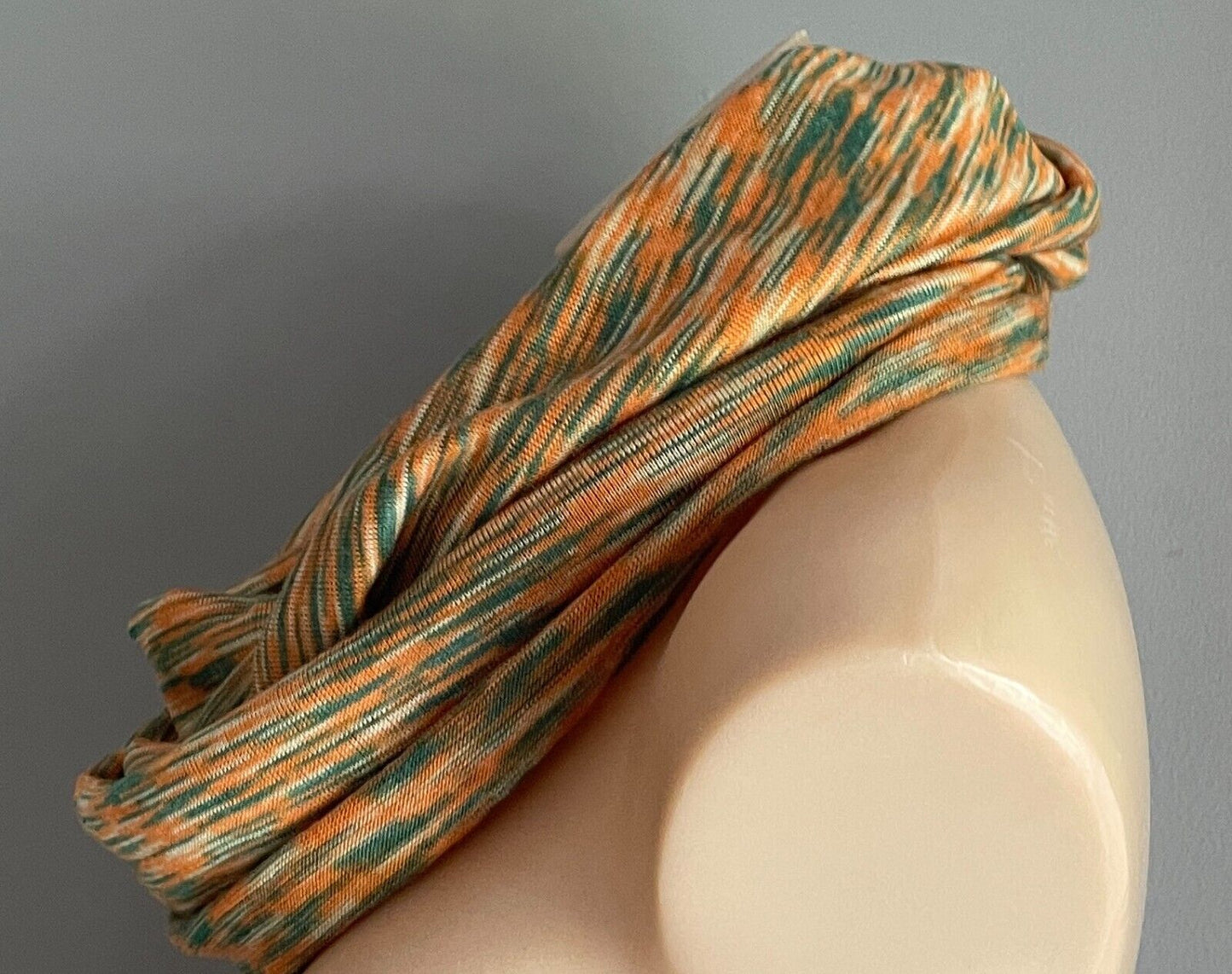 Infinity Scarf Orange Khaki Beige Fine Knit Snood Neck Wrap Unisex NEW