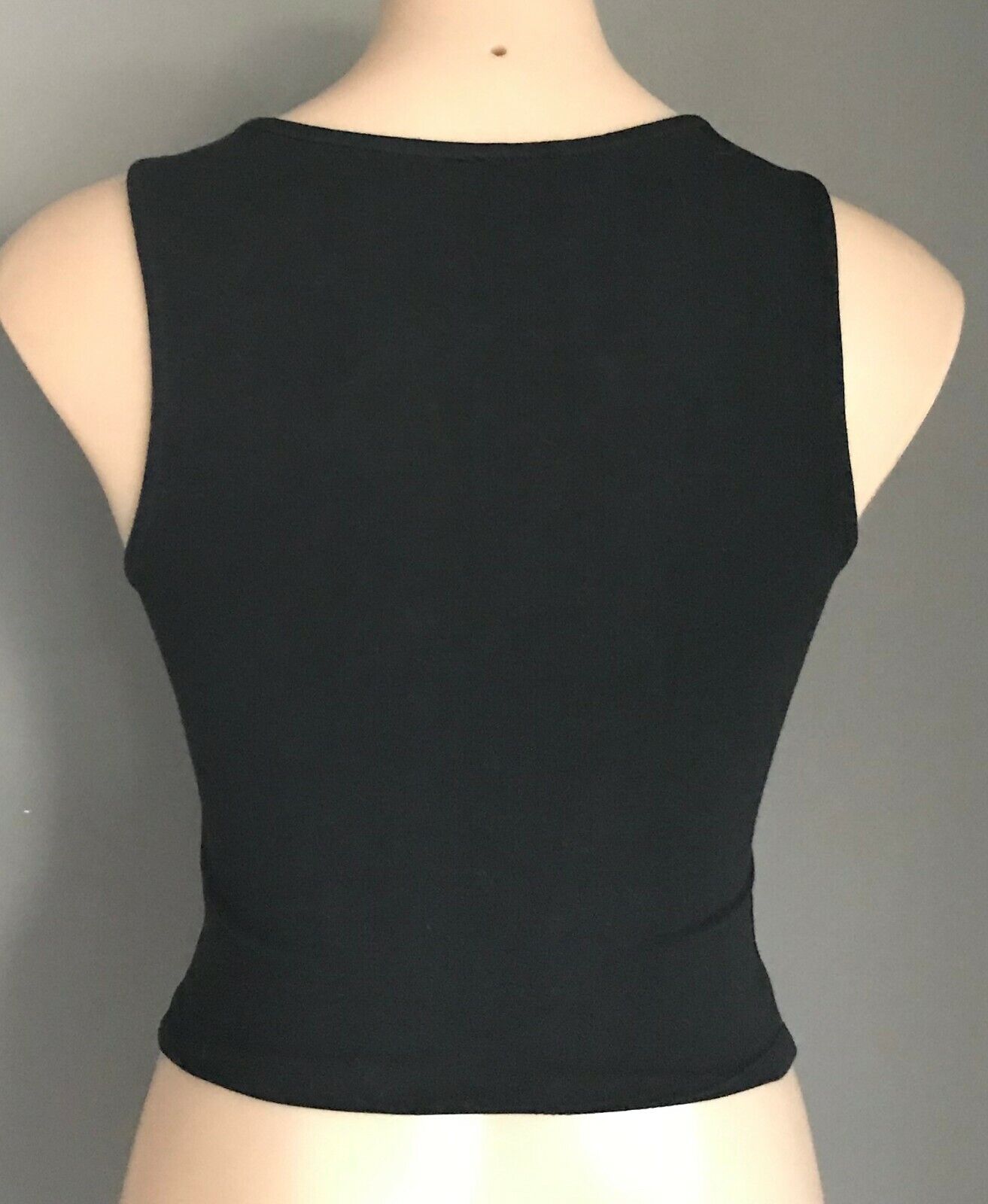 DREAM HOUSE Crop Top Black Stretch Sleeveless Laces at Chest Size 10 1970's Look