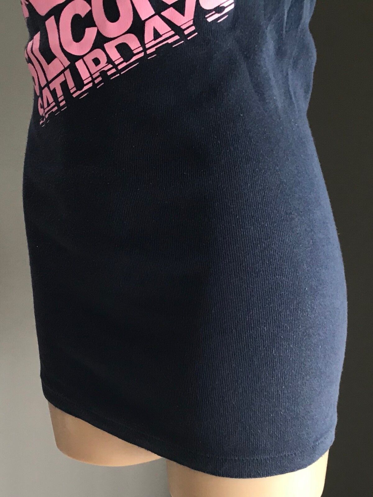 SILICONE SATURDAYS Tank Top Blue Sleeveless Stretch  w Pink Bow Tie Trim Size 12