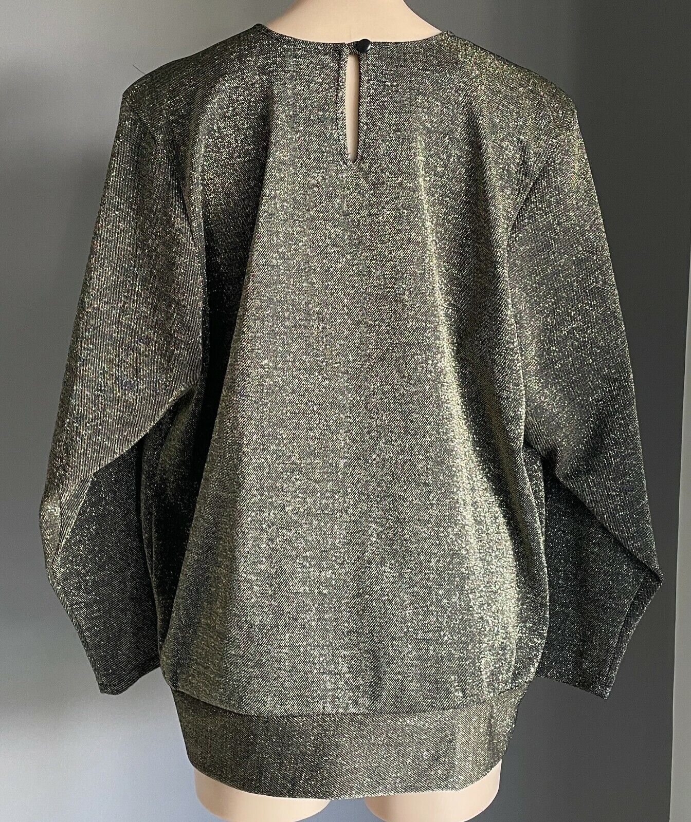 Vintage OFF MAIN Gold Lurex Blouse Tie Hem Long Sleeve Top Ladies Size 18