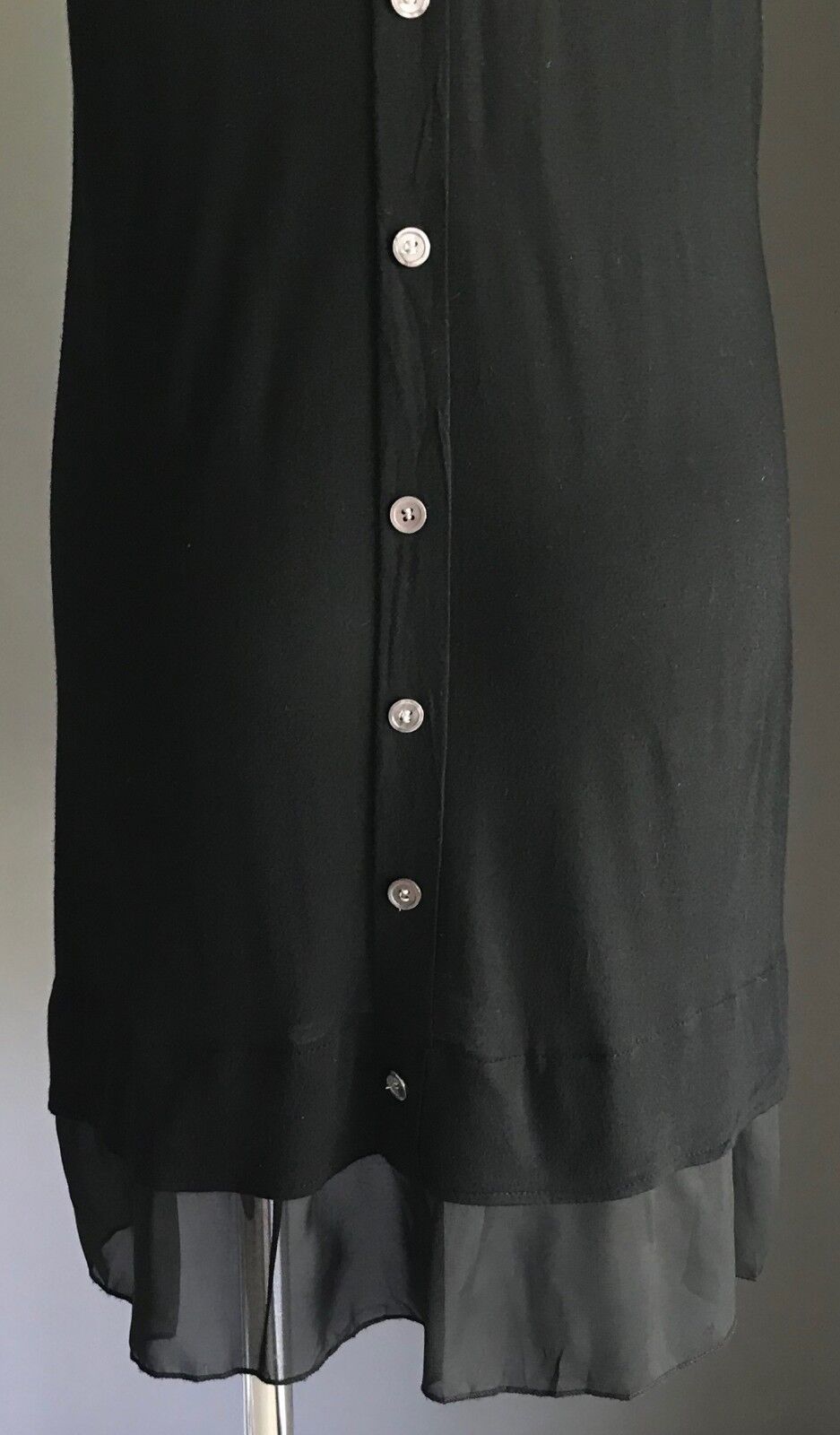 METEOR SHOWER Tunic Top Black Sequin Trim Sleeveless Sheer Ruffle Hem Size 14