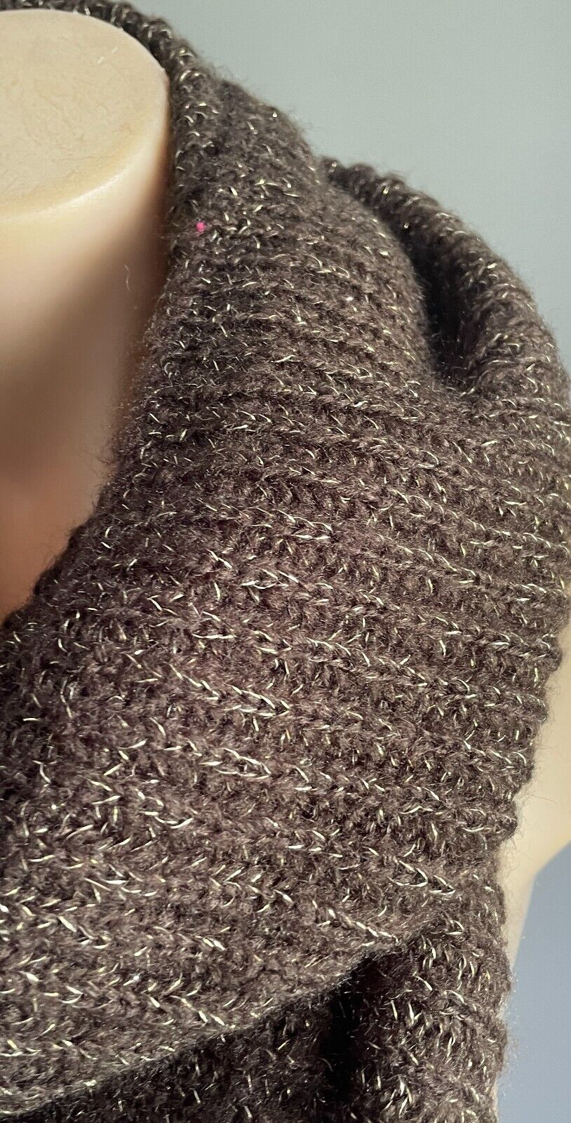 Infinity Scarf Brown & Gold Fleck Chunky Knit Snood Neck Wrap Soft Super Warm!