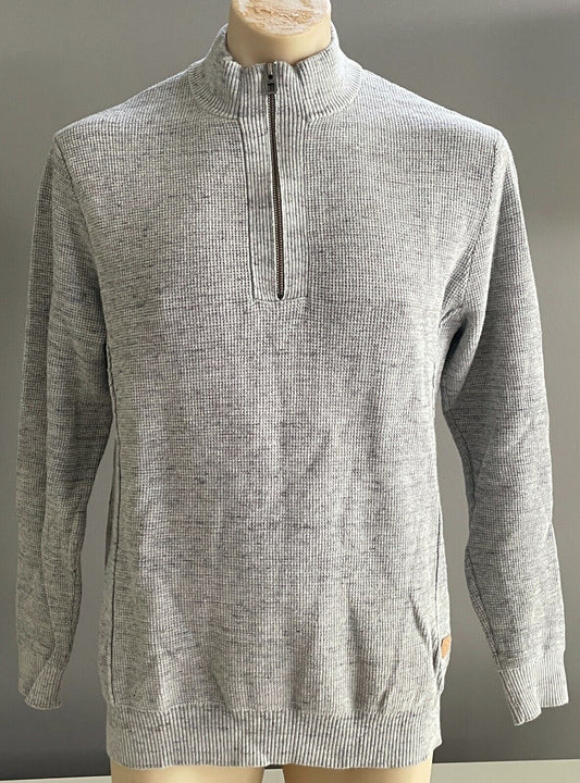 JEANSWEST Alloy Marle 1/4 Zip Top Waffle Weave High Neck Pullover Mens Sz L NEW