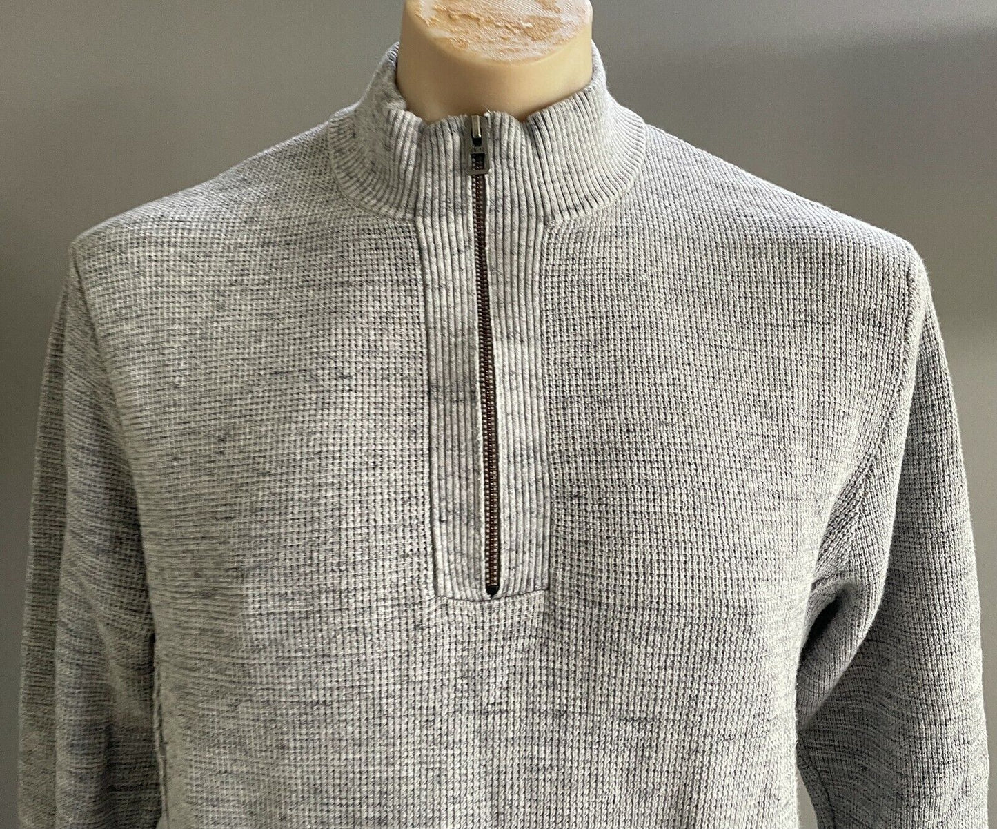 JEANSWEST Alloy Marle 1/4 Zip Top Waffle Weave High Neck Pullover Mens Sz L NEW