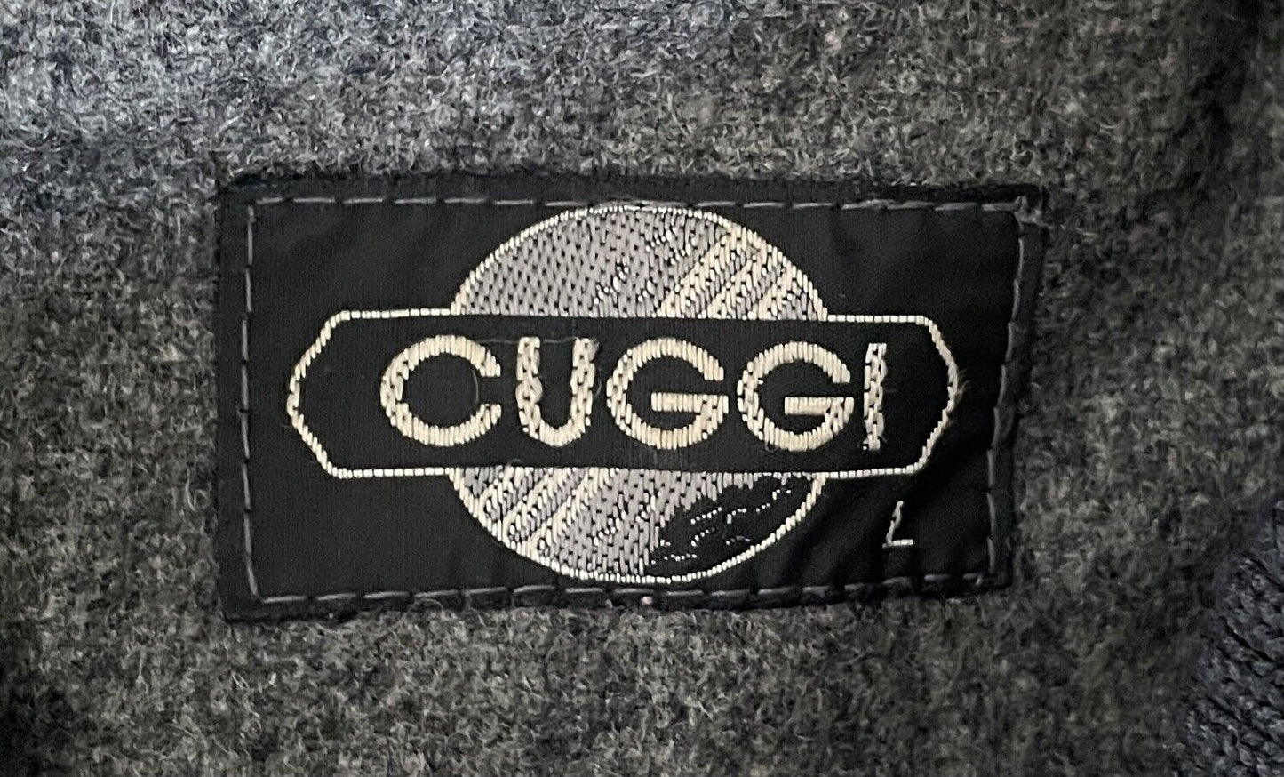 Vintage Mens CUGGI Baseball Jacket Grey Wool Long Sleeve Sweater Size L