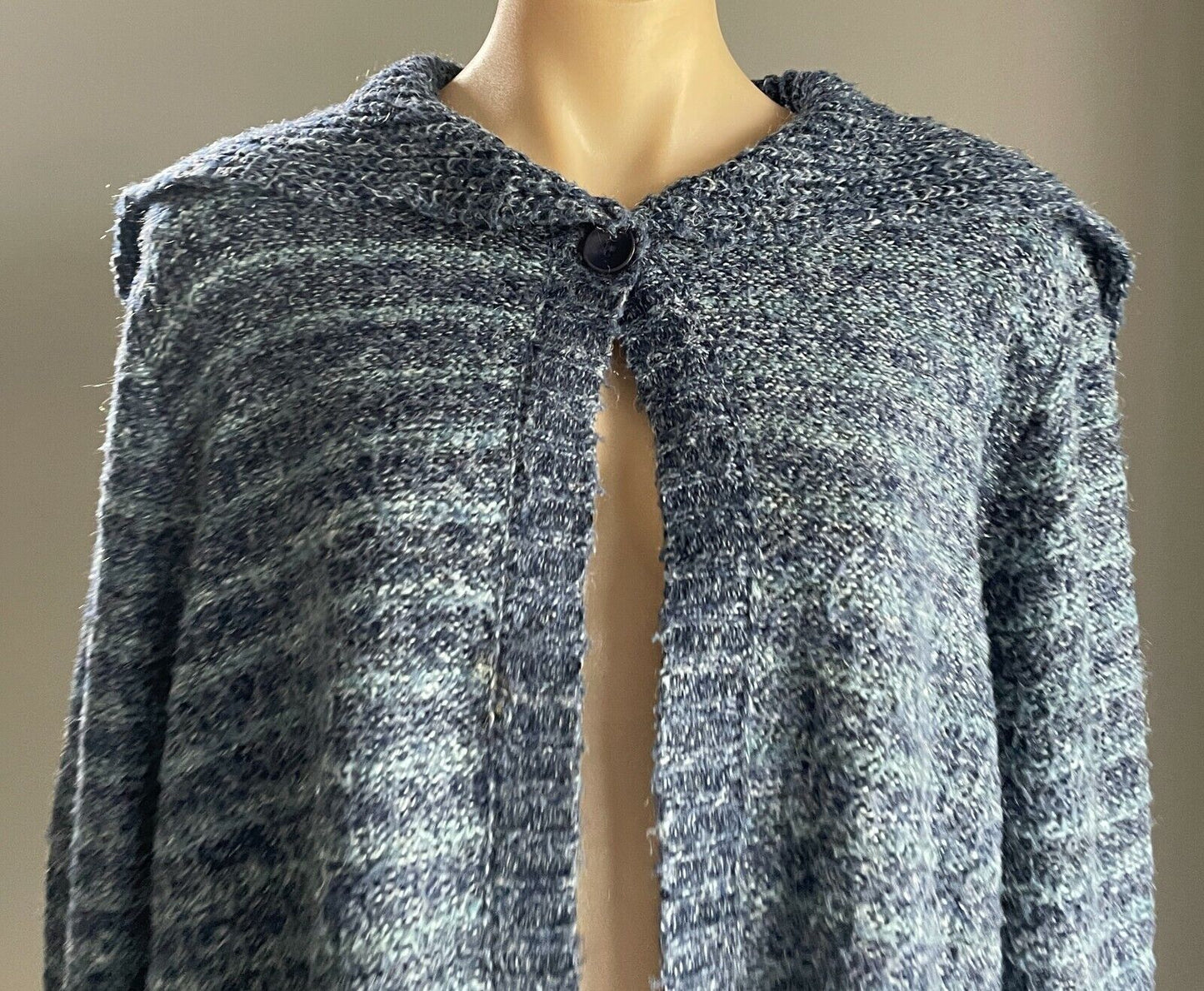 CLASSICS Cardigan Blue Green Silver Knit Oversized Collar Ladies Size XXL 16 18