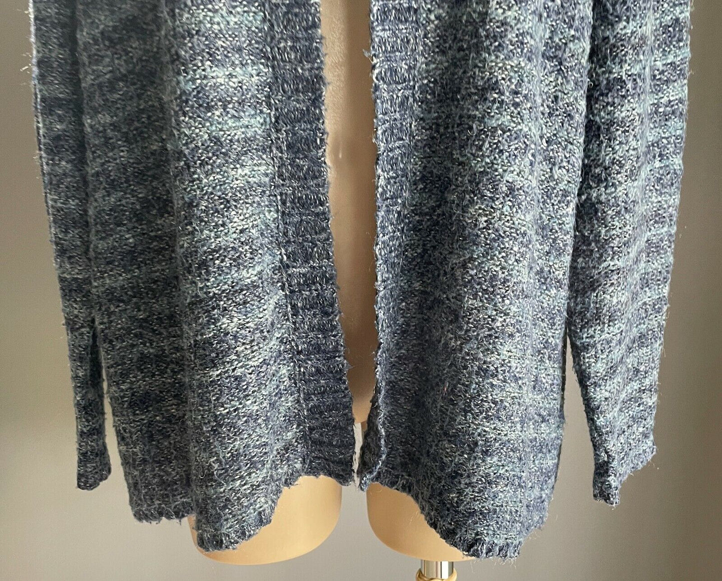 CLASSICS Cardigan Blue Green Silver Knit Oversized Collar Ladies Size XXL 16 18