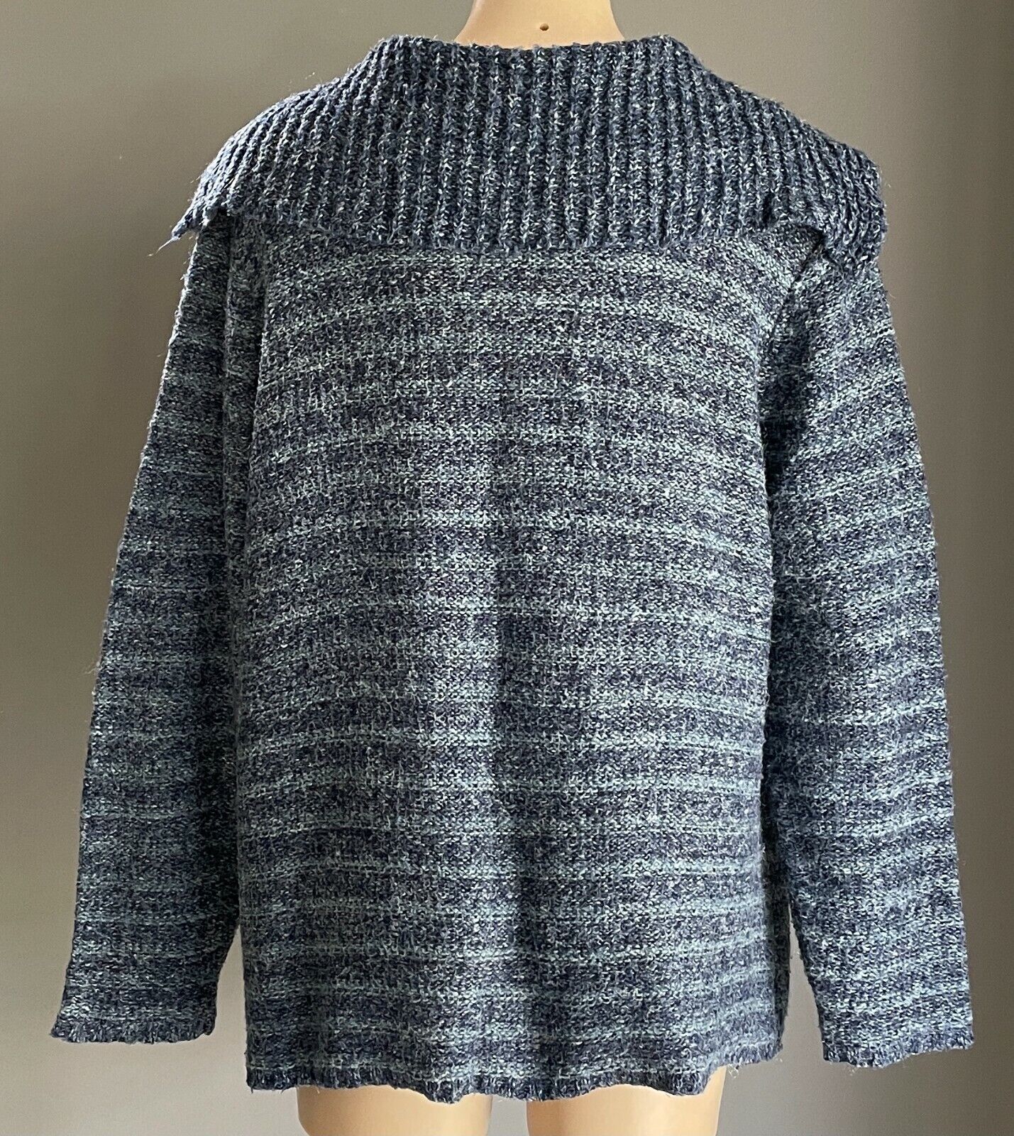 CLASSICS Cardigan Blue Green Silver Knit Oversized Collar Ladies Size XXL 16 18