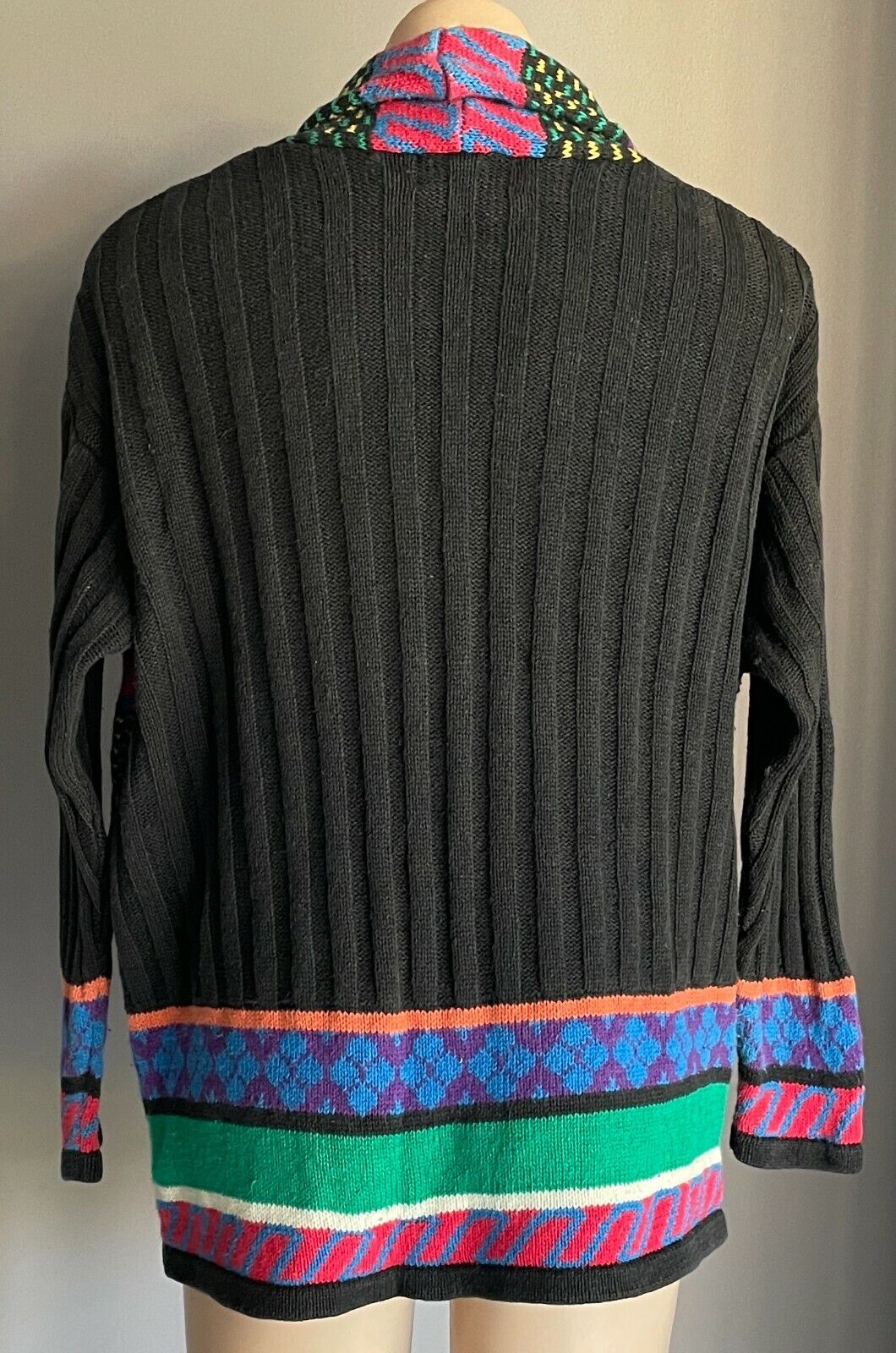 CAROLE LITTLE Sport Petites Cardigan Bright Colours 3D Knit Size M Vintage