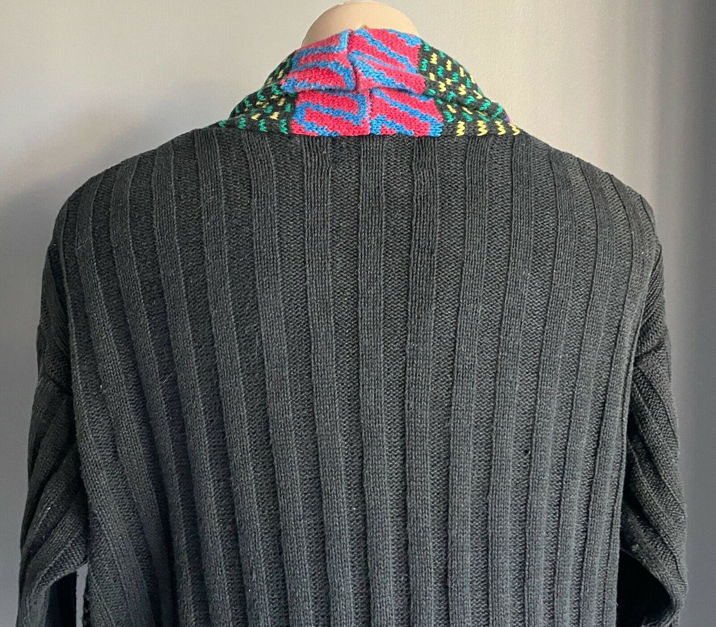 CAROLE LITTLE Sport Petites Cardigan Bright Colours 3D Knit Size M Vintage