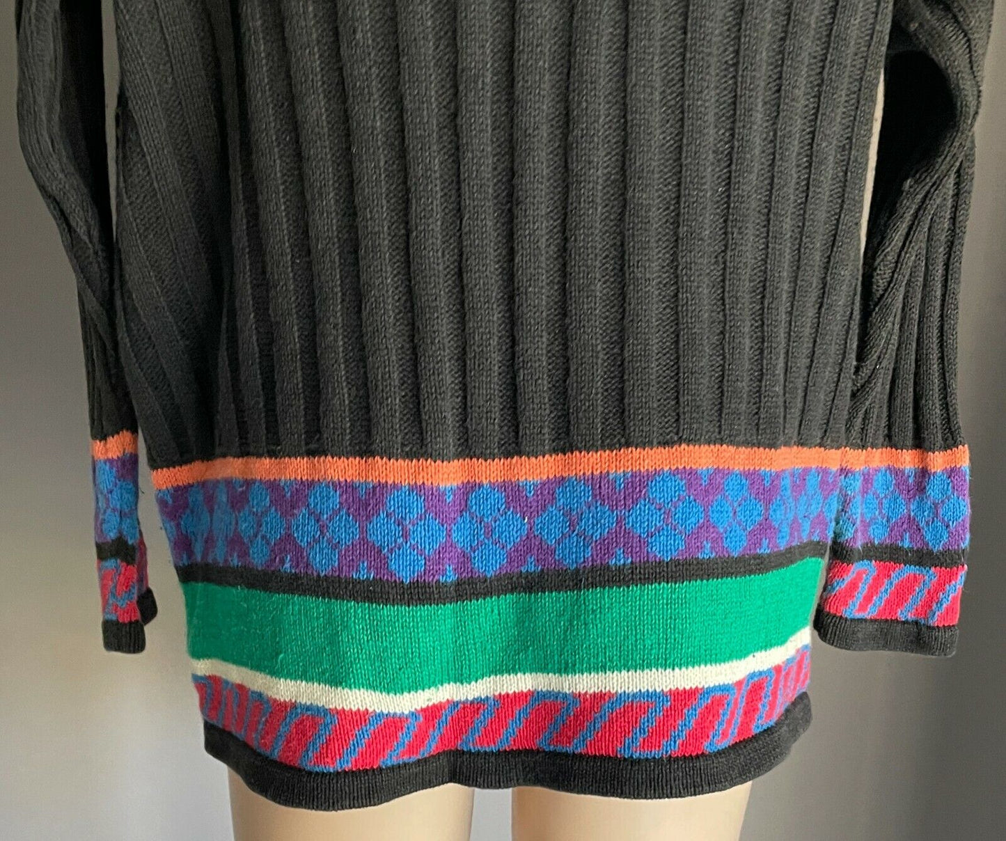 CAROLE LITTLE Sport Petites Cardigan Bright Colours 3D Knit Size M Vintage