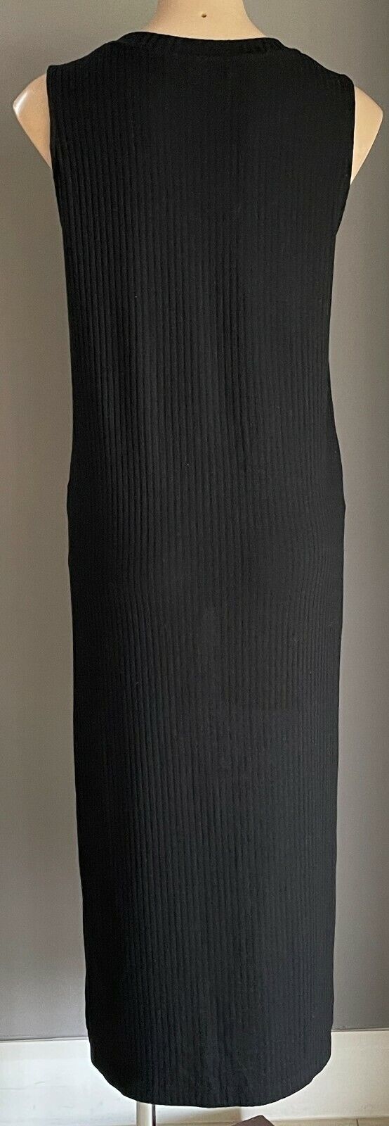 ROSEBULLET Long Knit Top Black Ribbed Sleeveless Knot Front Hi-Low Size 12 NEW