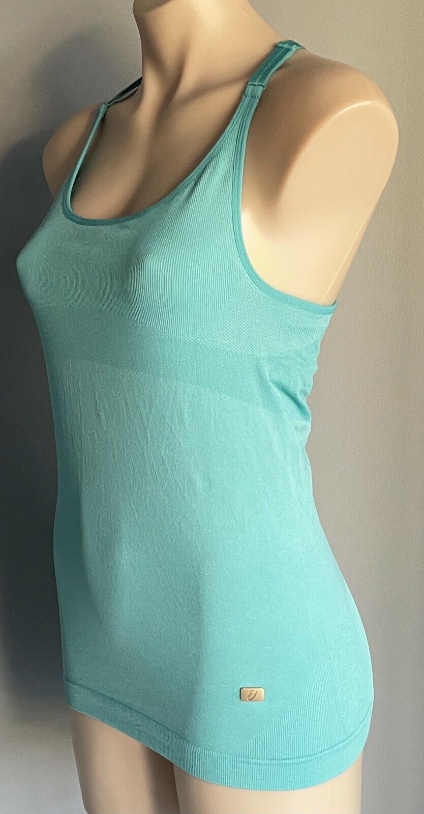 ASICS Tank Top Green Seamless Racer Back Adjustable Strap Stretch Sports Sz L 10