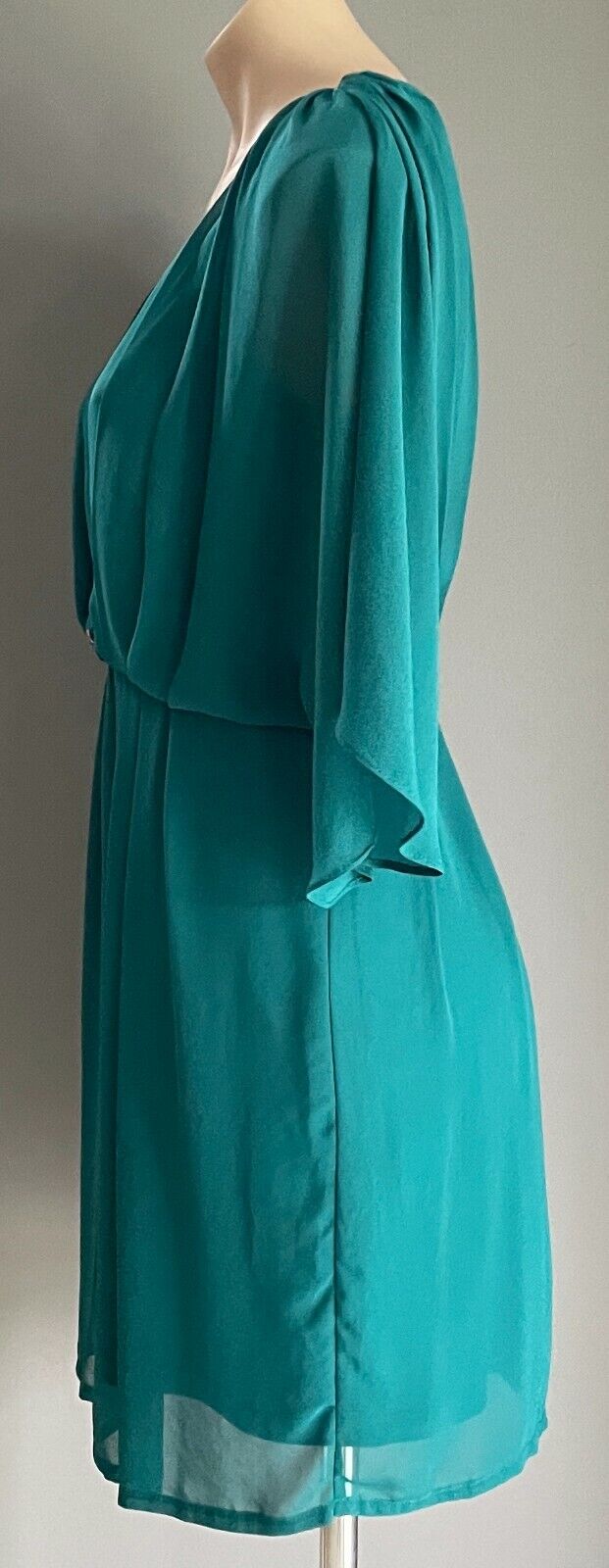 COOPER ST Sheath Dress Jade Green Chiffon Split Short Sleeve Size 8 10