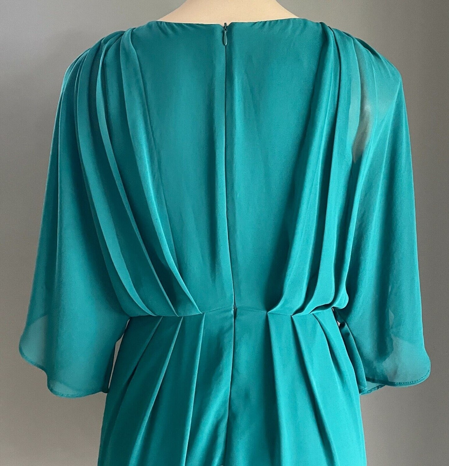 COOPER ST Sheath Dress Jade Green Chiffon Split Short Sleeve Size 8 10