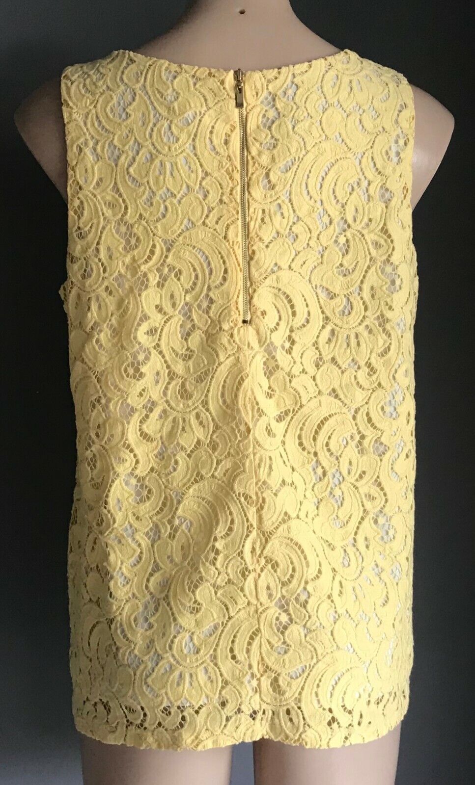 Tank Top CHARTER CLUB Sleeveless Yellow Lined Lace Size L 12  14 Cotton Blend