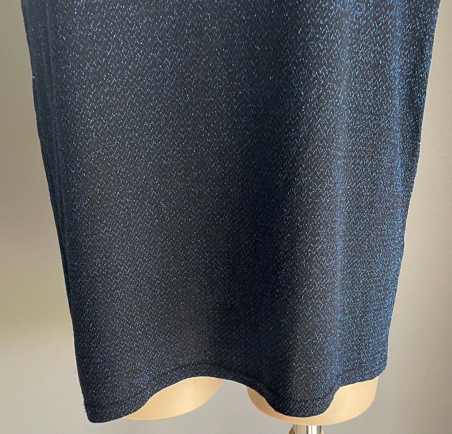 SES Top Blue Lurex Short Sleeve Stretch Blouse Dressy T shirt Ladies Size 14