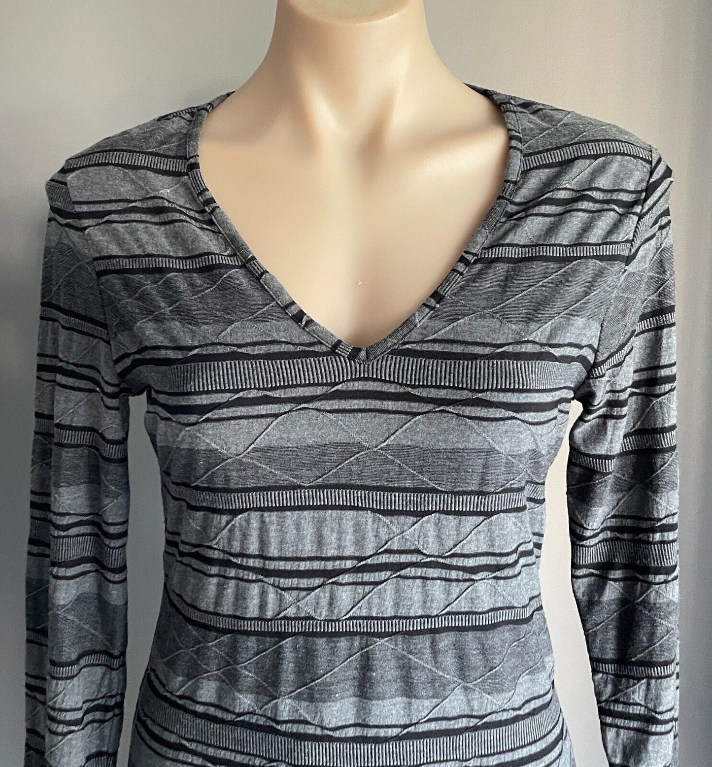 METALICUS Bodycon Grey Black Textured Fabric Long Sleeve Stretch Dress Size S M